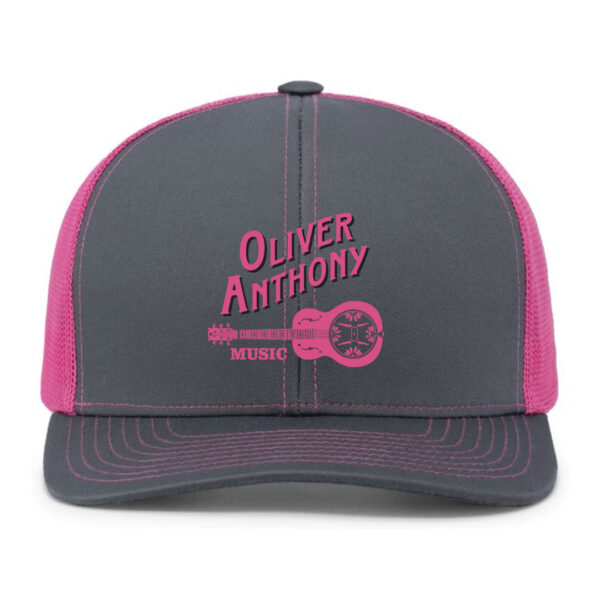 OAM Logo Trucker Snapback Cap (Gray/Pink)