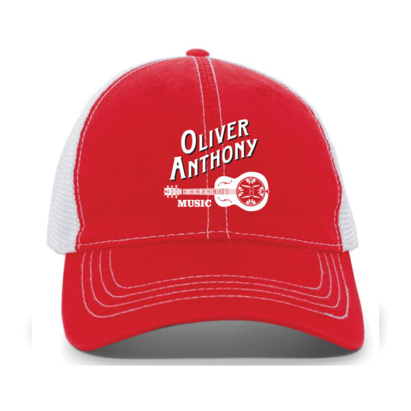 OAM Logo Vintage Trucker Snapback Cap (Red/White)