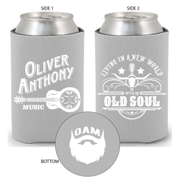 OAM Living in a New World with an Old Soul Koozie (Gray)