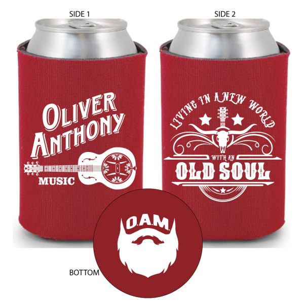 OAM Living in a New World with an Old Soul Koozie (Red)